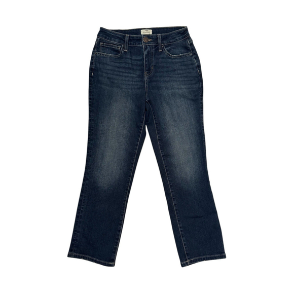 M Jeans Classic Mid-Rise Crop Maurices Womens 6 BLUE Denim Jeans Distressed Hem - Picture 15 of 16